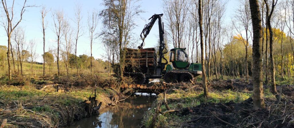 Beyond Trees (Part 3): The Reality of Forest Harvesting in Ireland 5 Timber forwarder crossing a protected watercourse during forest harvesting